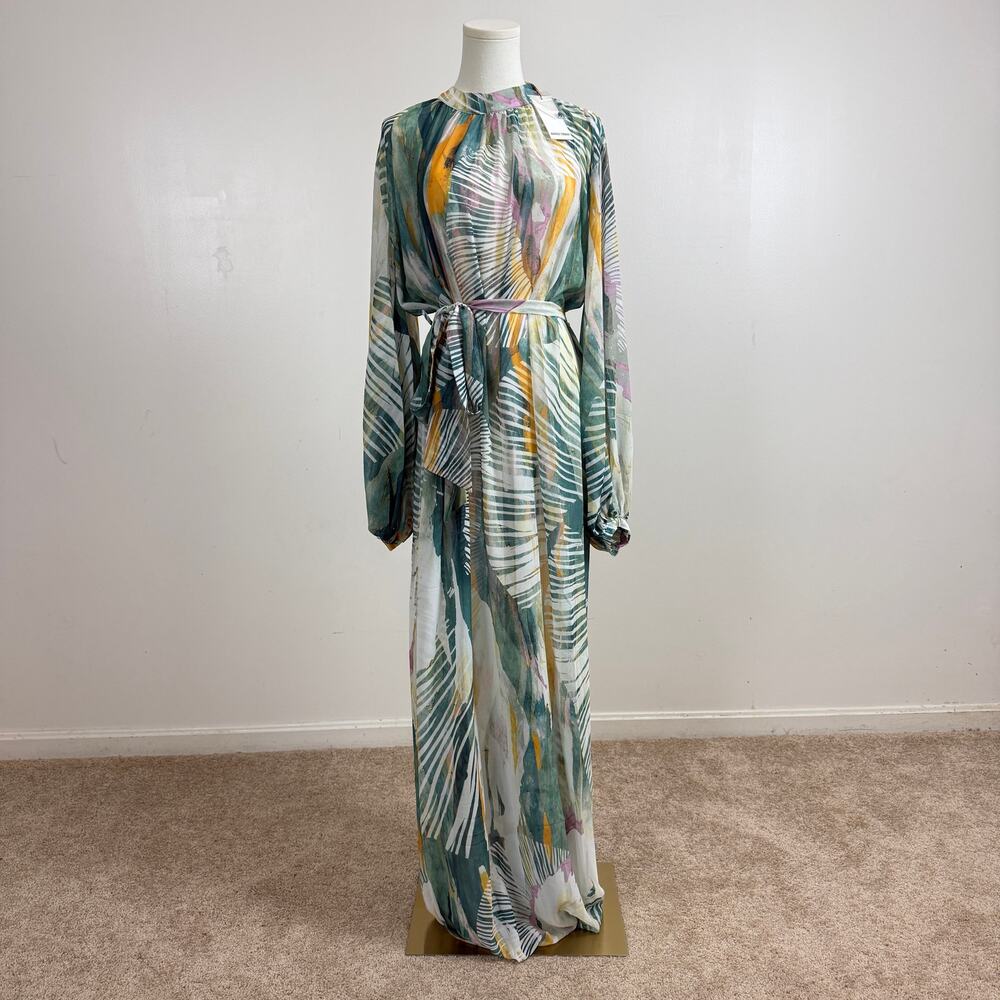 NWT ANDREA IYAMAH Sade Cover-up Abstract Bark Kaftan Dress Size S/M